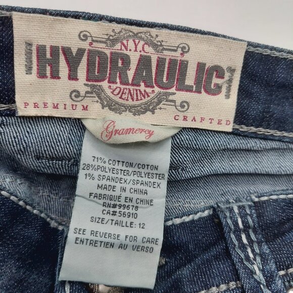 Hydraulic Metro Flare Dark Wash Jeans Embellished Size 12 - Picture 5 of 8